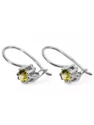 Sterling silver 925 14k 583 Yellow Peridot earrings vec053s Russian Soviet USSR Vintage craft Art Deco style
